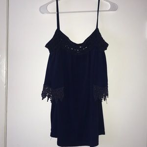 Navy blue lace off the shoulder top